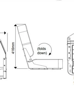 Oceansouth High Back Deluxe Fold Down Boat Seat - Upholstered