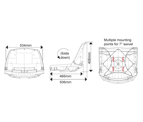 Oceansouth Folding Fishermans Seat Shell Grey